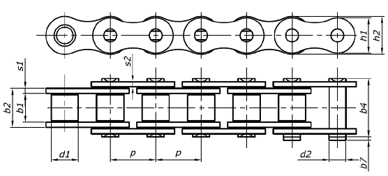 The Roller drive chains, precise – one-row type - diagram