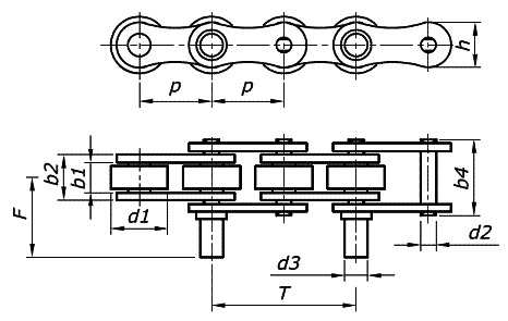 Roller carrier chains with the outer pivot
