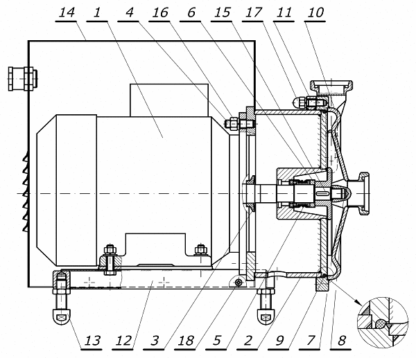 The GU-15/4 pump intersection - single sealing