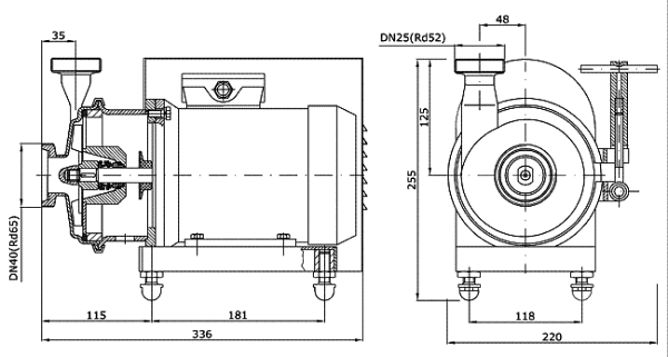 Overall dimensions and cross-section of the WPs-4 pump